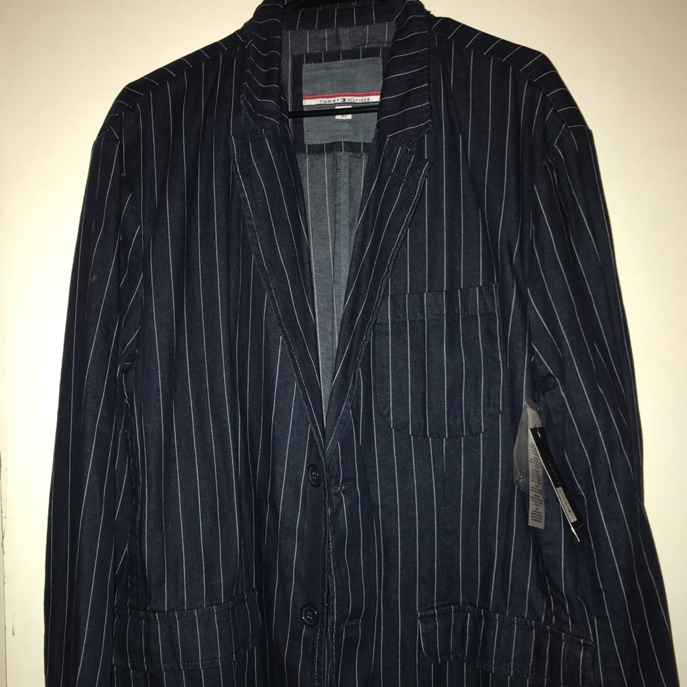 Men’s Tommy Hilfiger blue and white stripe…